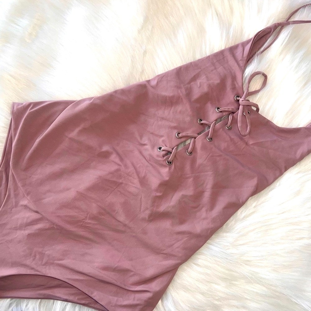 Tavik Mauve Lace-Up One Piece Swimsuit
